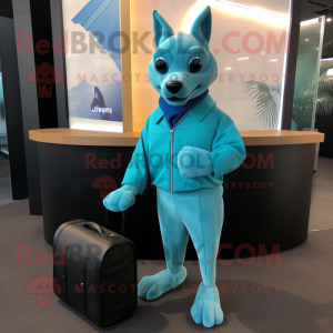 Cyan Dingo maskot kostume...