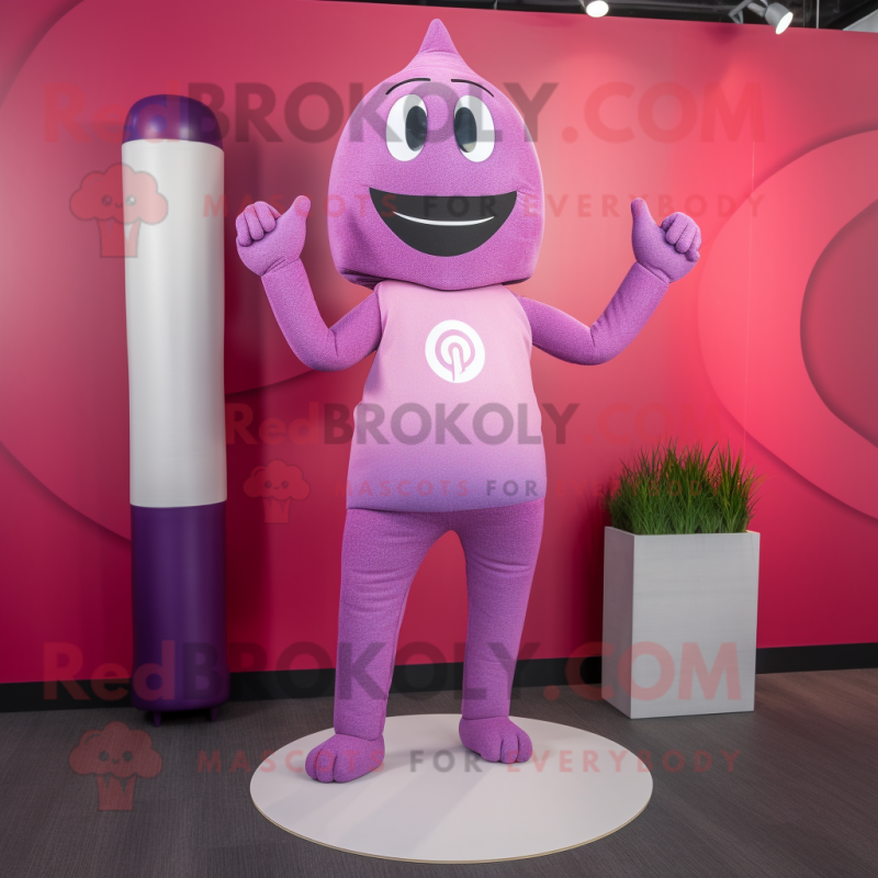 Lavender Raspberry mascot costume character dressed with a Yoga Pants and Rings