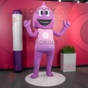 Lavender Raspberry mascot costume character dressed with a Yoga Pants and Rings