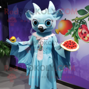 Sky Blue Fruit Bat mascotte...