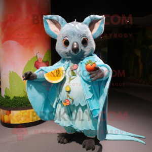 Sky Blue Fruit Bat mascotte...