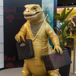 Gold Komodo Dragon maskot...