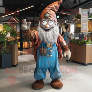 Rust Wizard mascot costume character dressed with a Dungarees and Bracelets