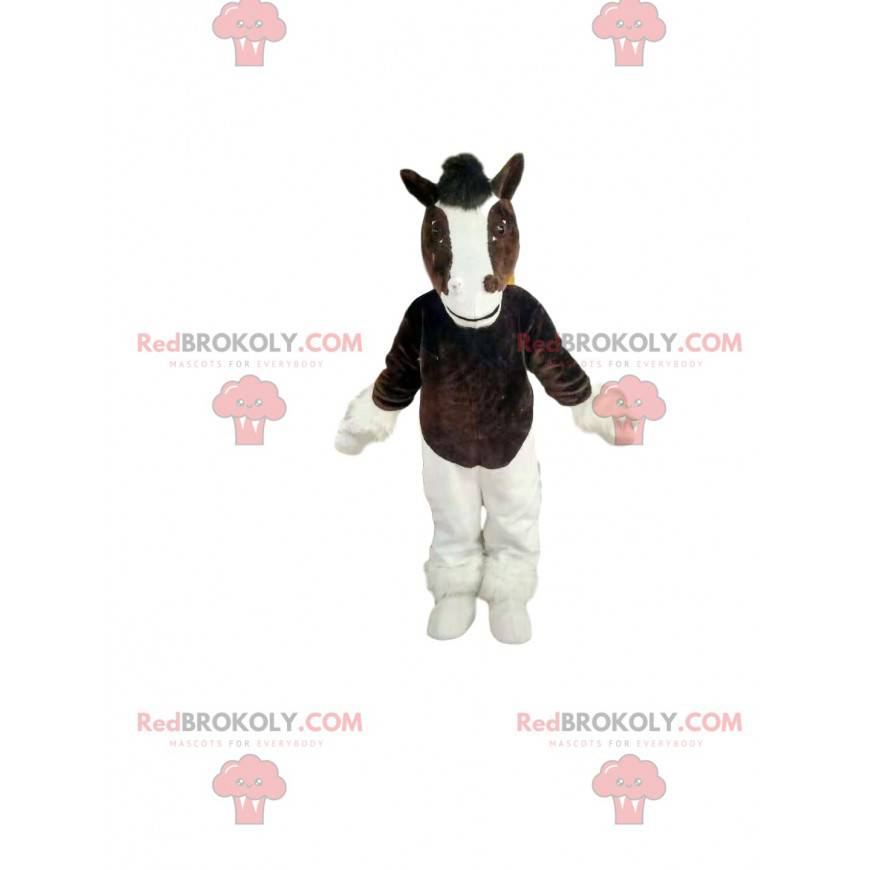 Disfraz de mascota caballo marrón y blanco Tamaño L (175-180 CM)
