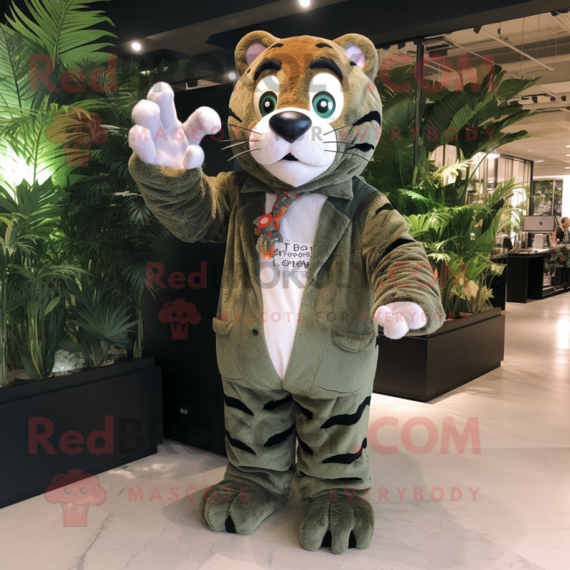 Olive Tiger mascot costume character dressed with a Cover-up and