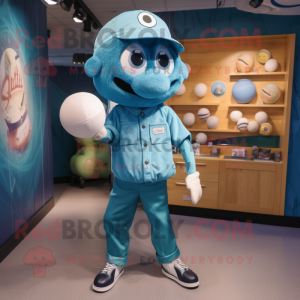 Teal Baseball Ball maskot...