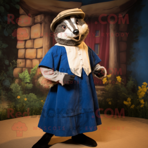 nan Badger mascot costume character dressed with a Culottes and Brooches