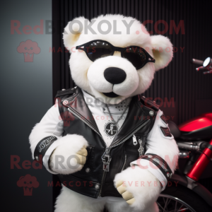 Witte teddybeer mascotte...