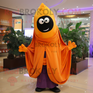 Oransje aubergine maskot...