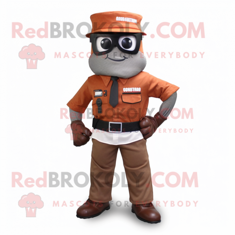 Rust Commando mascot costume character dressed with a Dress Shirt and Ties