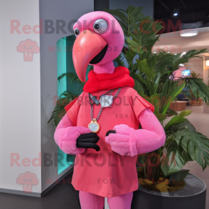 Rosa Flamingo maskot kostym...