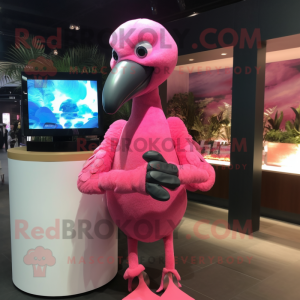 Pink Flamingo mascot costume character dressed with a Turtleneck and Bracelet watches