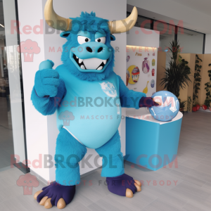 Sky Blue Minotaur maskot...