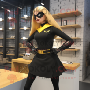 Black Canary mascot costume character dressed with a Pencil Skirt and Cummerbunds