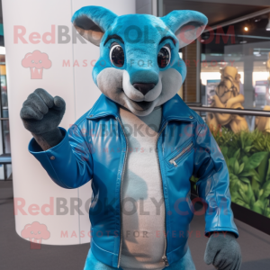 Cyan känguru maskot kostym...