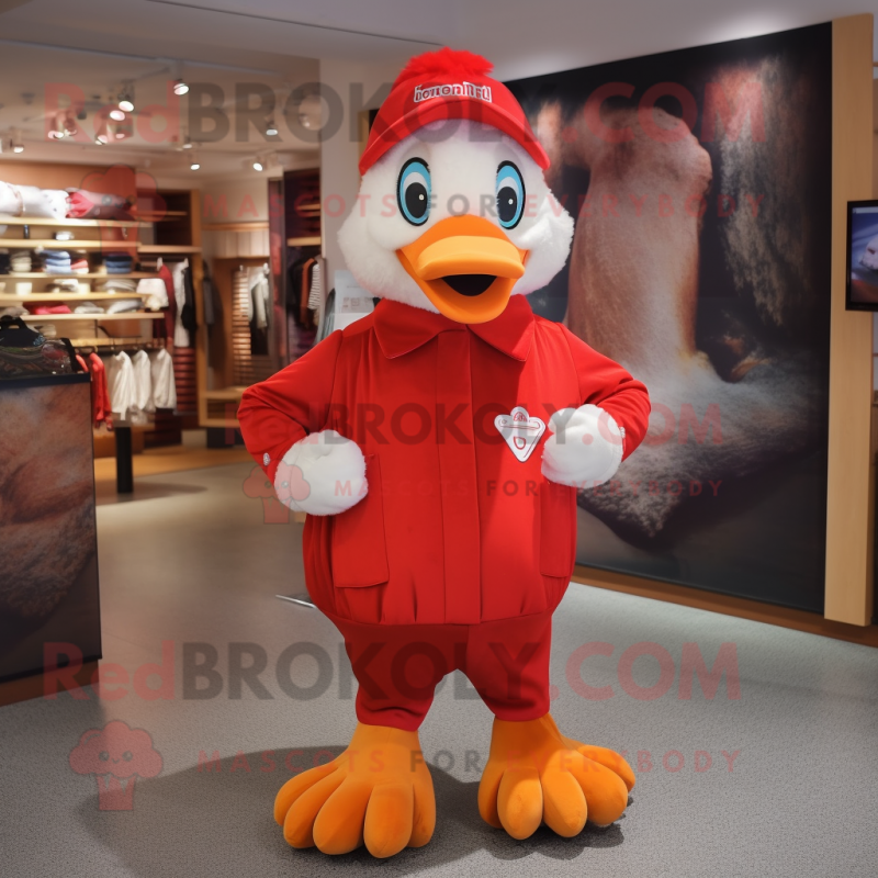 Red Swans mascot costume character dressed with a Overalls and Scarf clips