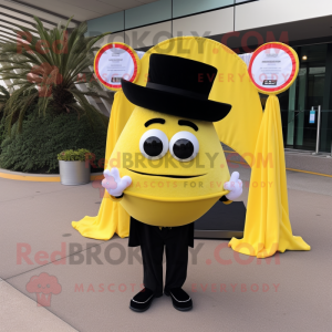 Lemon Yellow Tacos mascot costume character dressed with a Tuxedo and Keychains