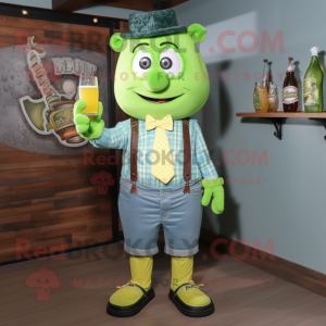 Gul grøn øl maskot kostume...
