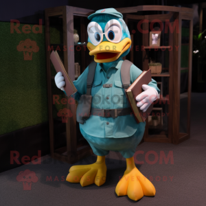 Teal Duck maskot drakt...