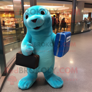 Cyan Sea Lion maskot...