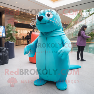 Cyan Sea Lion maskot...