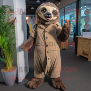 nan Sloth mascot costume character dressed with a Dress Pants and Foot pads