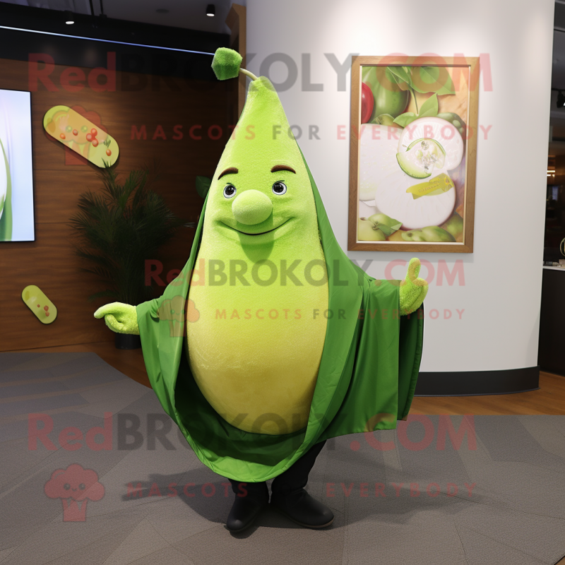 Lime Green Pear mascot costume character dressed with a Blazer and Shawls