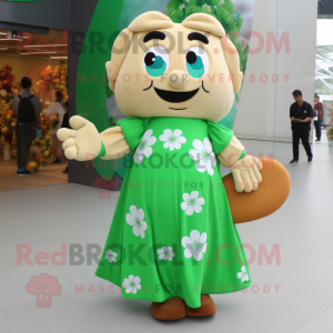 Tan Bunch Of Shamrocks mascot costume character dressed with a Maxi Dress and Clutch bags