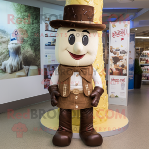 Cream Chocolates mascot costume character dressed with a Bootcut Jeans and Scarves