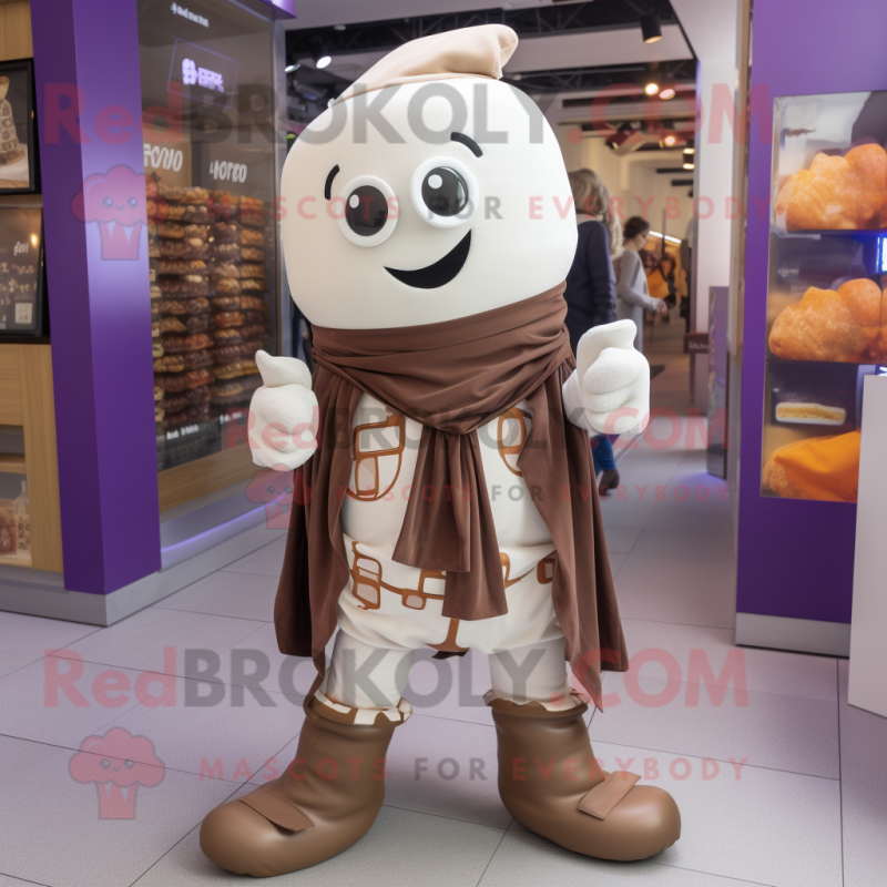 Cream Chocolates mascot costume character dressed with a Bootcut Jeans and Scarves