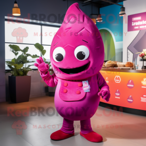 Magenta Ceviche mascot costume character dressed with a Jeggings and Berets