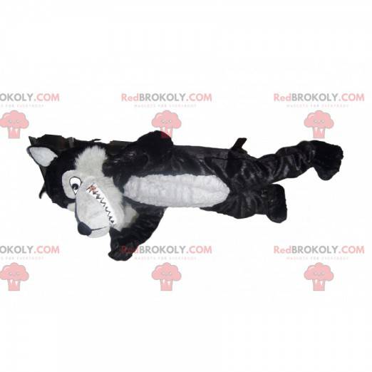 Mascot zwarte en grijze wolf. Wolf kostuum - Redbrokoly.com