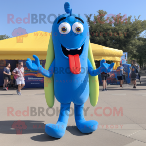 Blue Hot Dog maskot kostume...