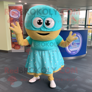 Cyan Bagels maskot kostume...