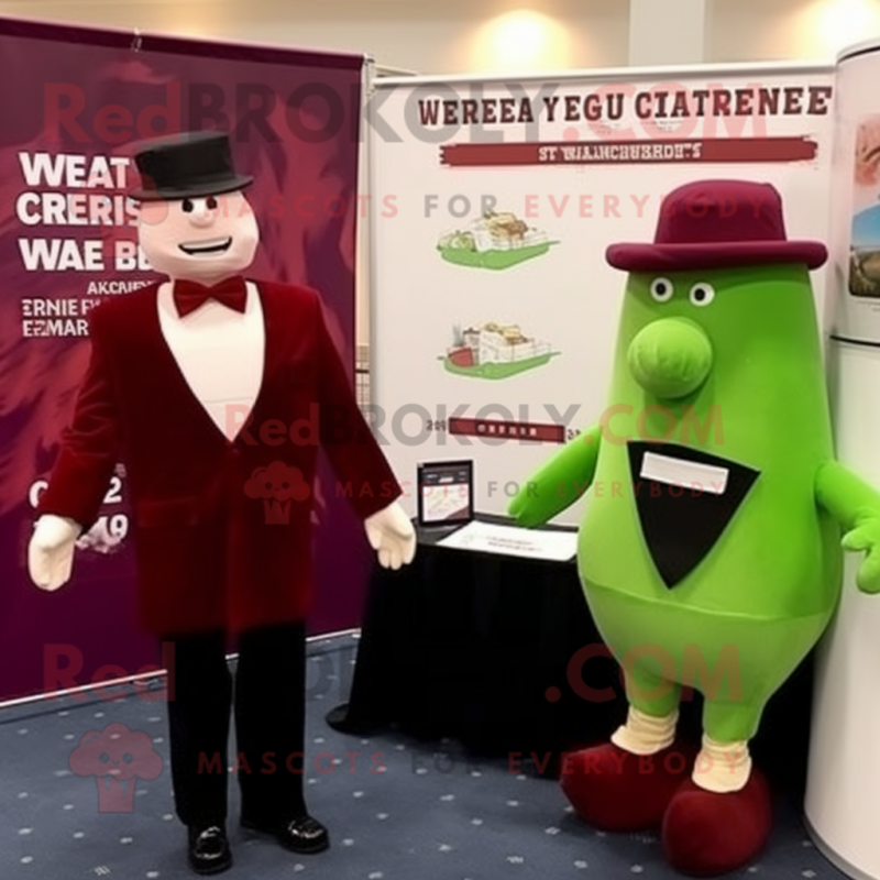 Maroon Corned Beef And Cabbage mascot costume character dressed with a Tuxedo and Pocket squares