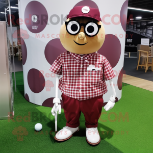 Maroon golfbold maskot...