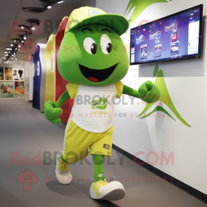 Olive Pho mascot costume character dressed with a Running Shorts and Caps