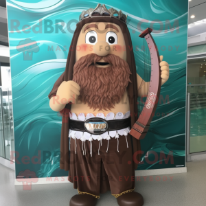 Brown Celtic Harp mascot costume character dressed with a Swimwear and Bracelet watches