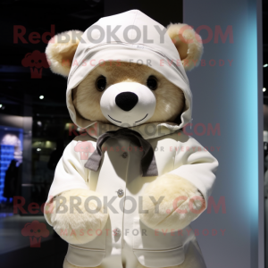 Cream Teddy Bear maskot...