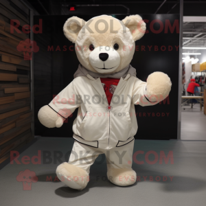 Cream Teddy Bear maskot...