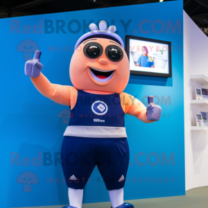 Navy Pad Thai mascot costume character dressed with a Swimwear and Smartwatches