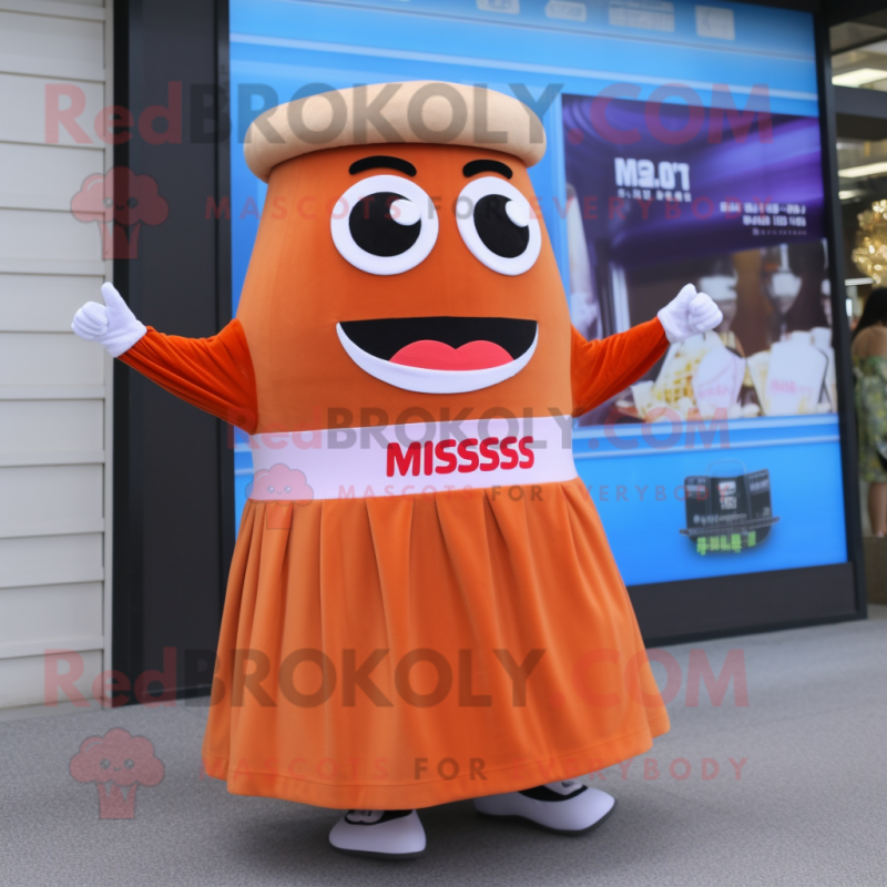 Rust Miso Soup mascot costume character dressed with a Midi Dress and Foot pads