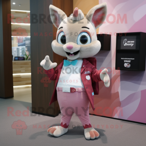 Pink Flying Squirrel mascot costume character dressed with a Trousers and Pocket squares