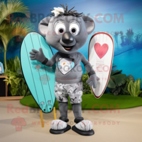 Gray Heart mascot costume character dressed with a Board Shorts and Wallets
