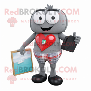 Gray Heart mascotte kostuum...