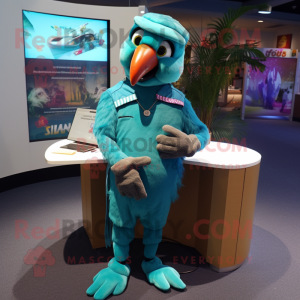 Teal Macaw mascotte kostuum...