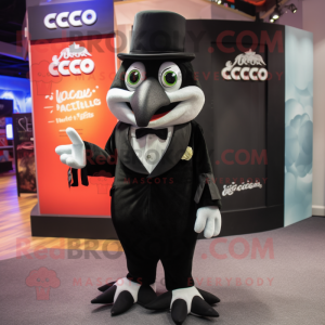 Black Ceviche mascot costume character dressed with a Tuxedo and Foot pads
