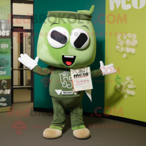 Olive Miso Soup mascot costume character dressed with a Graphic Tee and Pocket squares