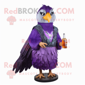 Purple Hawk maskot kostym...