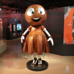 Rust Soccer Ball mascot costume character dressed with a Sheath Dress and Rings